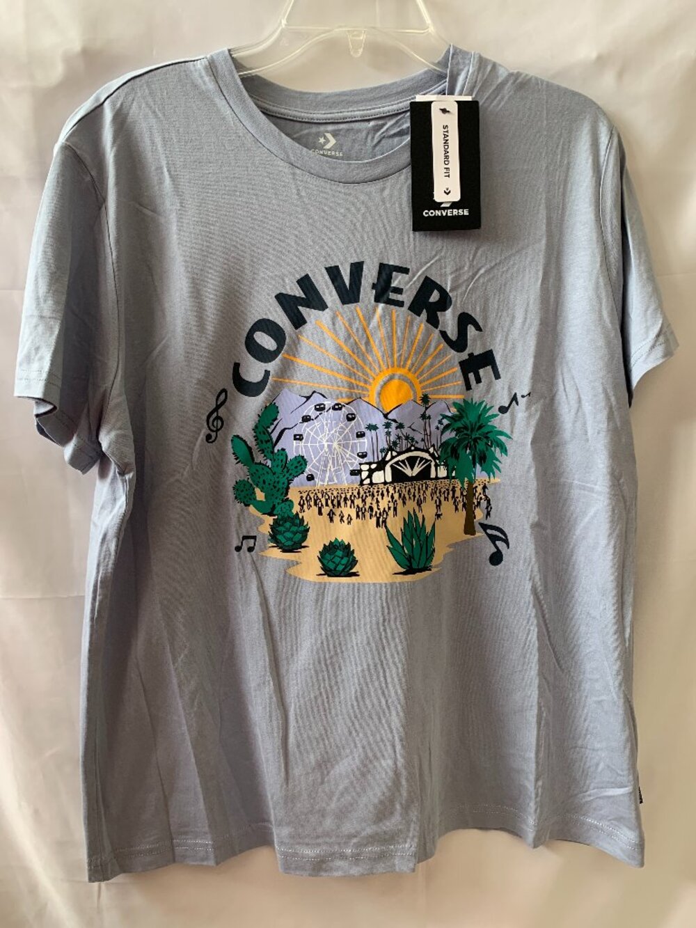 CONVERSE Concert Series Short Sleeve Tee in Light Blue Sz LARGE